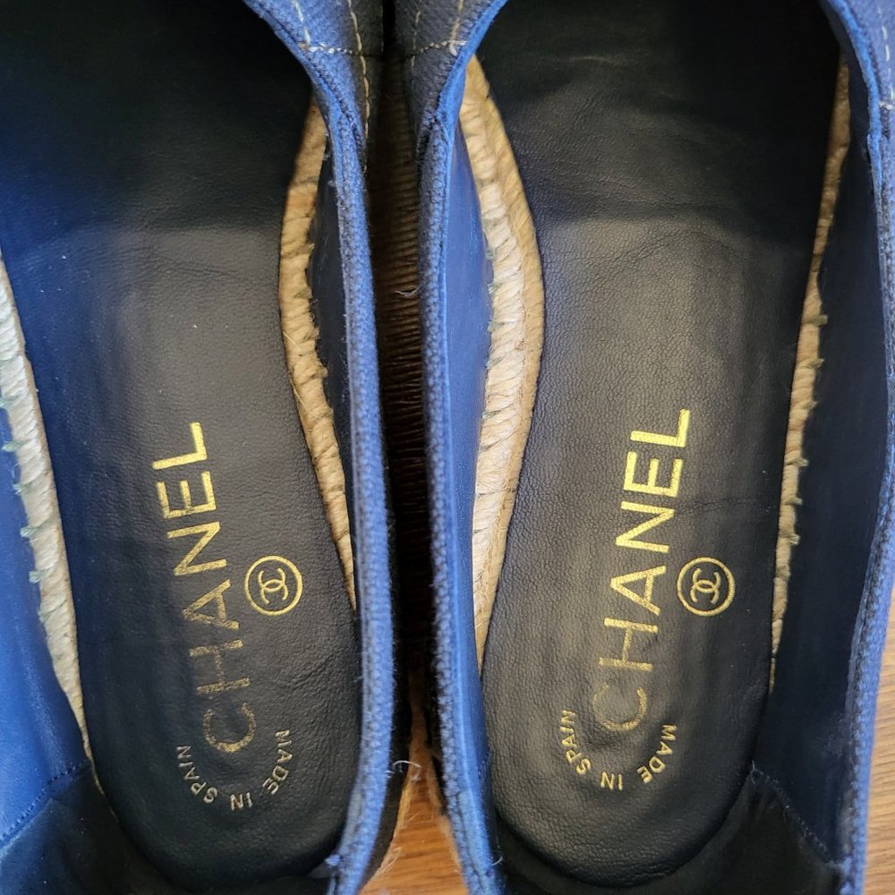 Chanel espadrilles fabric blue/green CC - Picture 7 of 12